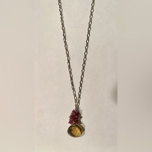 Smoky, topaz, Garnet and sterling, silver necklace